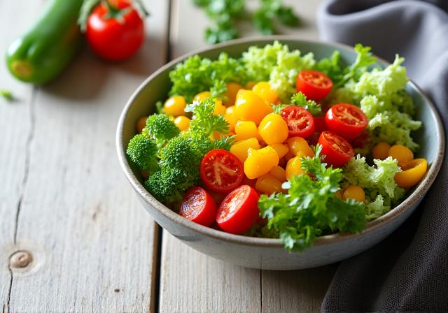 Ensalada fresca y colorida para entrega de comida saludable.